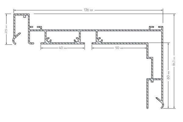 Профиль гардина, карниз М 6 Профиль гардина, карниз М 6