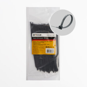 Хомут нейлоновый (стяжка) STEKKER 2,5x100 мм, чёрный, упаковка 100 шт.