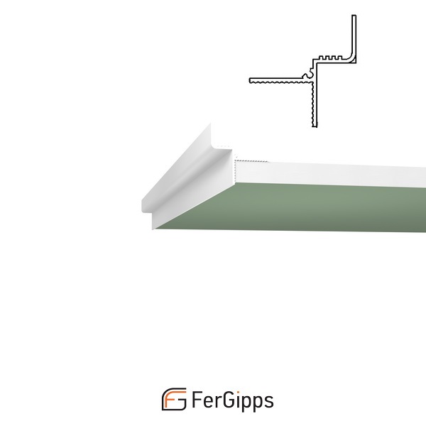 ТП 12 - Теневой профиль для гипсокартона FerGipps, белый ТП 12 - Теневой профиль для гипсокартона FerGipps, белый