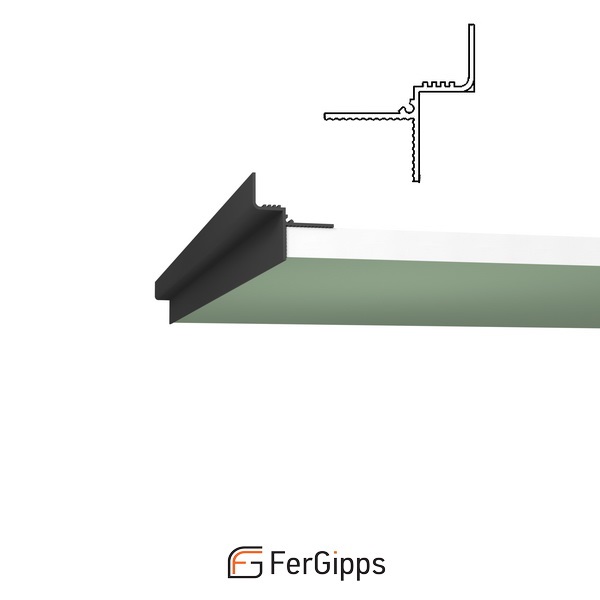 ТП 12 - Теневой профиль для гипсокартона FerGipps, чёрный 2м ТП 12 - Теневой профиль для гипсокартона FerGipps, чёрный 2м — изображение 1