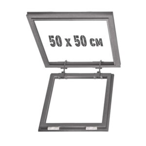 Скрытый люк для натяжного потолка 50х50 без подсветки на петлях