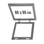 Скрытый люк для натяжного потолка 80х80 без подсветки на петлях NOVA