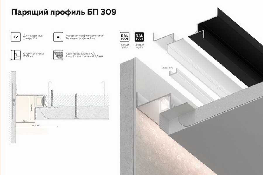 Парящий профиль для гкл БП-309