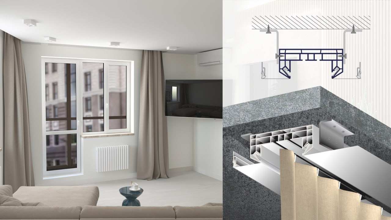 Профиль карниз П Чебоксарский ПВХ 2-х рядный конструктив Профиль карниз П Чебоксарский ПВХ 2-х рядный конструктив