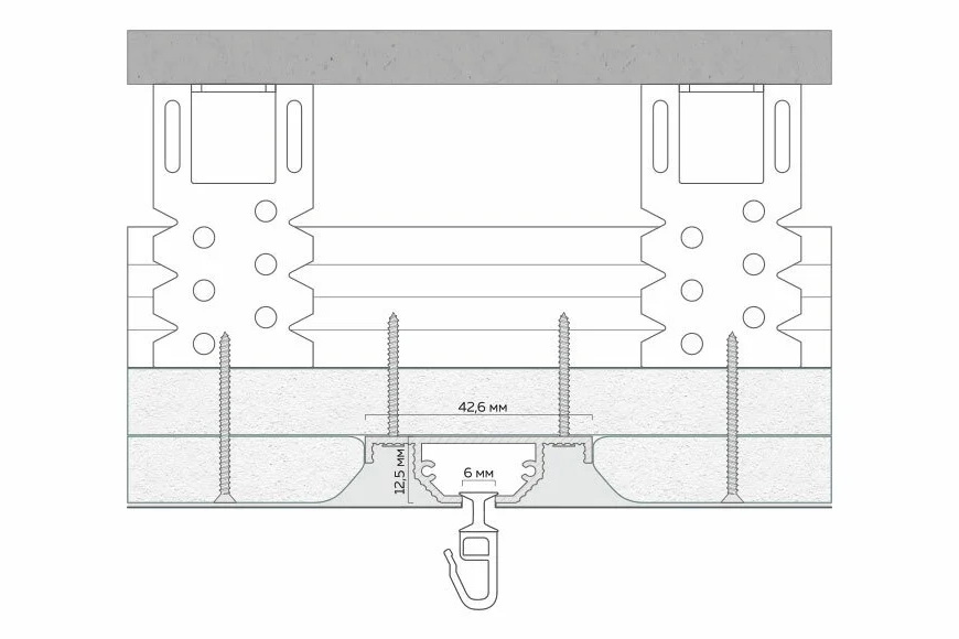 ОК 40 - скрытый однорядный карниз размеры ОК 40 - скрытый однорядный карниз размеры