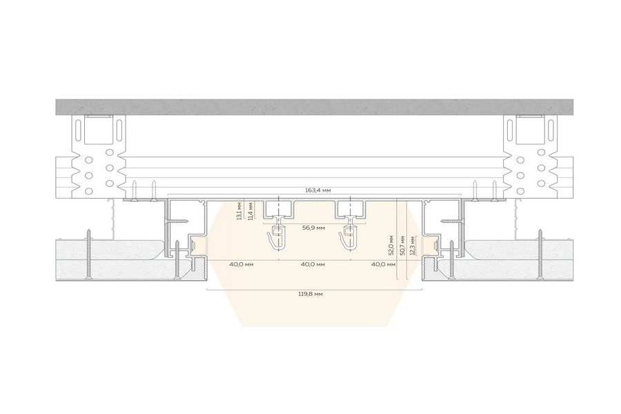 СК 52 - скрытый двухрядный карниз размеры СК 52 - скрытый двухрядный карниз размеры