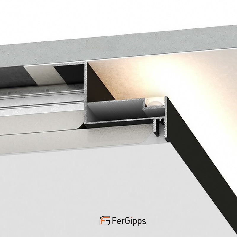 ТВ 52 — Профиль ТВ остров для гипсокартона FerGipps, чёрный ТВ 52 — Профиль ТВ остров для гипсокартона FerGipps, чёрный