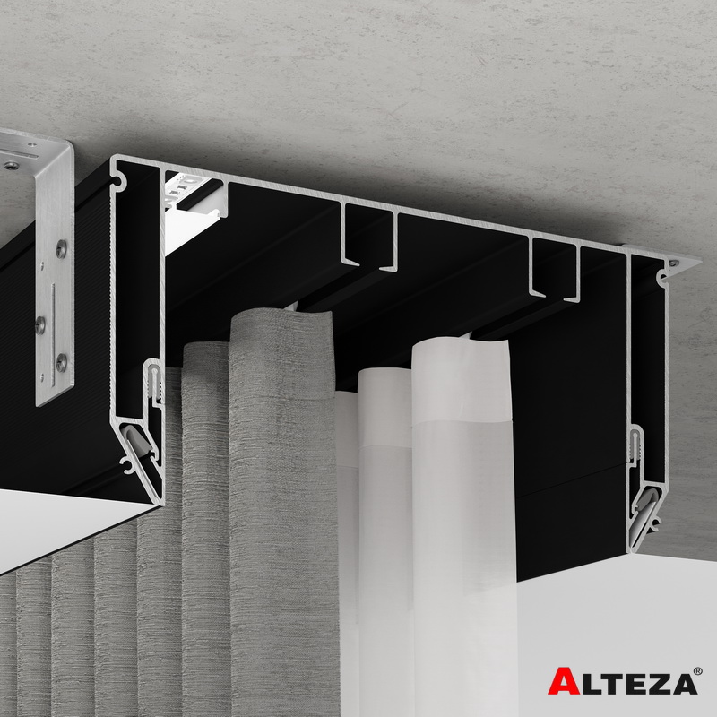 Профиль карниз Gardina P 70, двухрядный чёрный, Alteza Профиль карниз Gardina P 70, двухрядный чёрный, Alteza